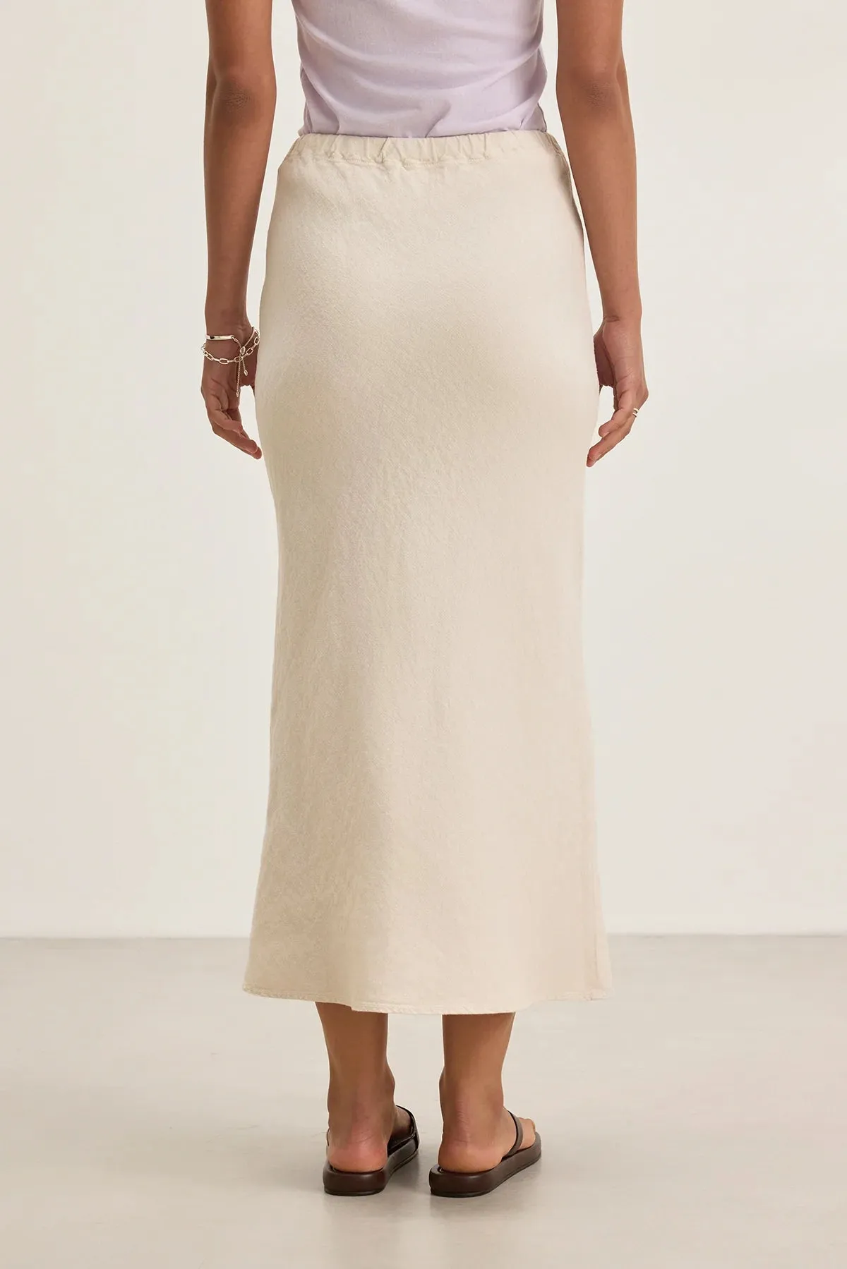 Beka Heavy Linen Drawstring Skirt - Bisque