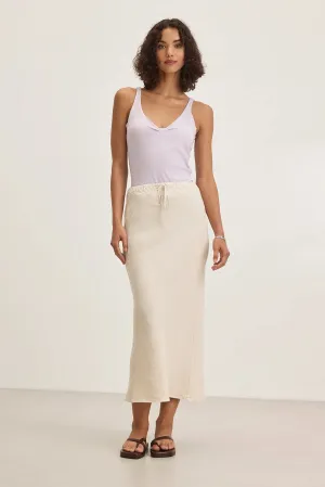 Beka Heavy Linen Drawstring Skirt - Bisque