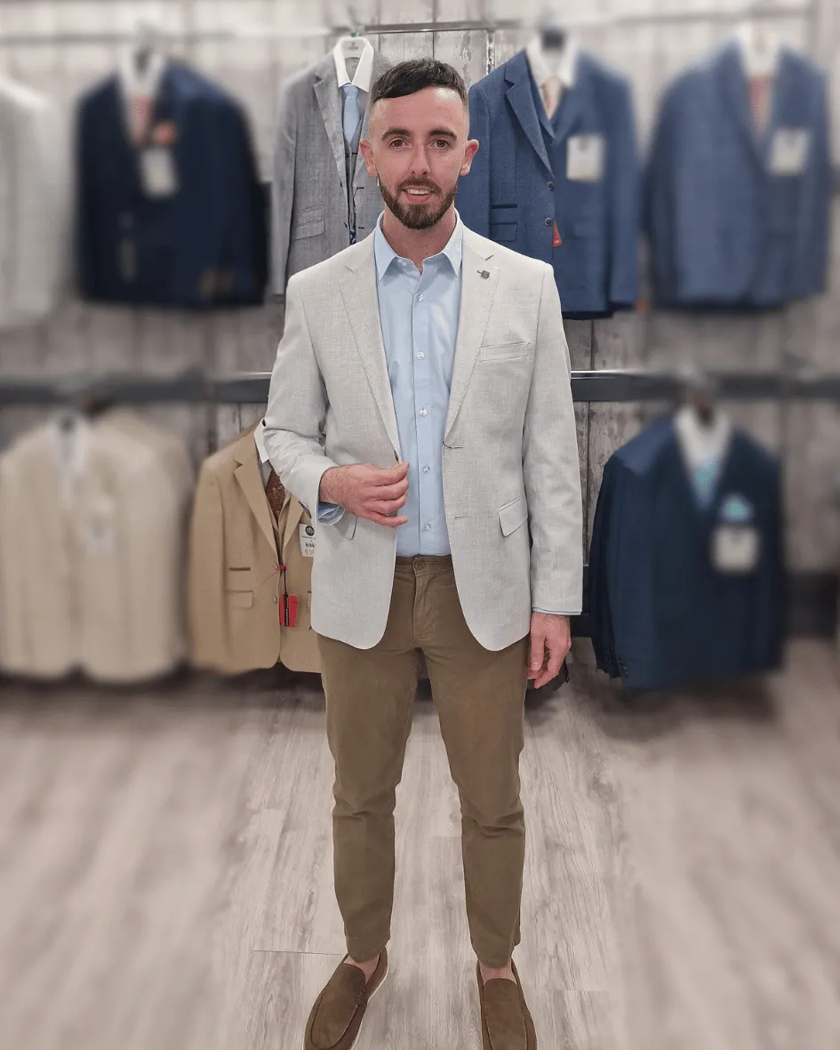 Belmont Silver Jacket with Sand Chino