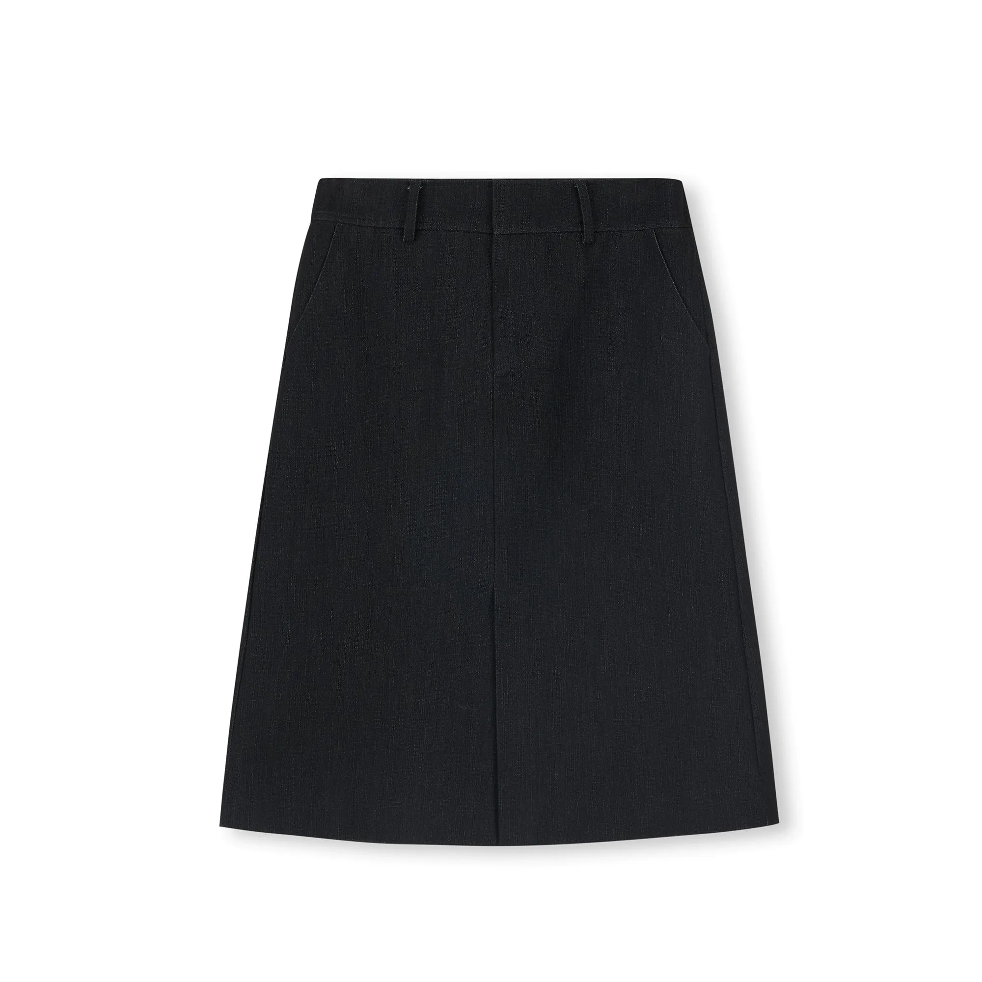 Black Front Slit Midi Skirt