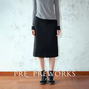 Black Front Slit Midi Skirt
