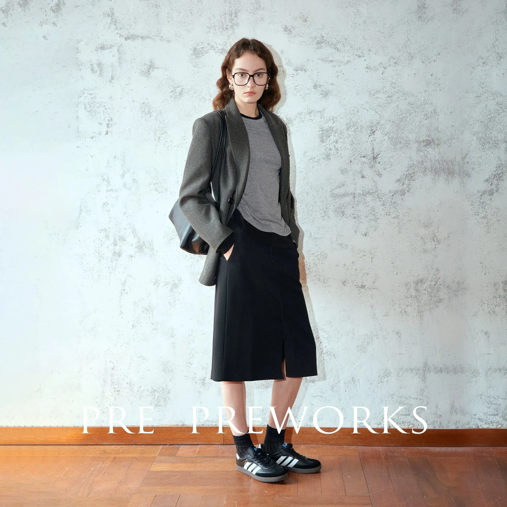 Black Front Slit Midi Skirt