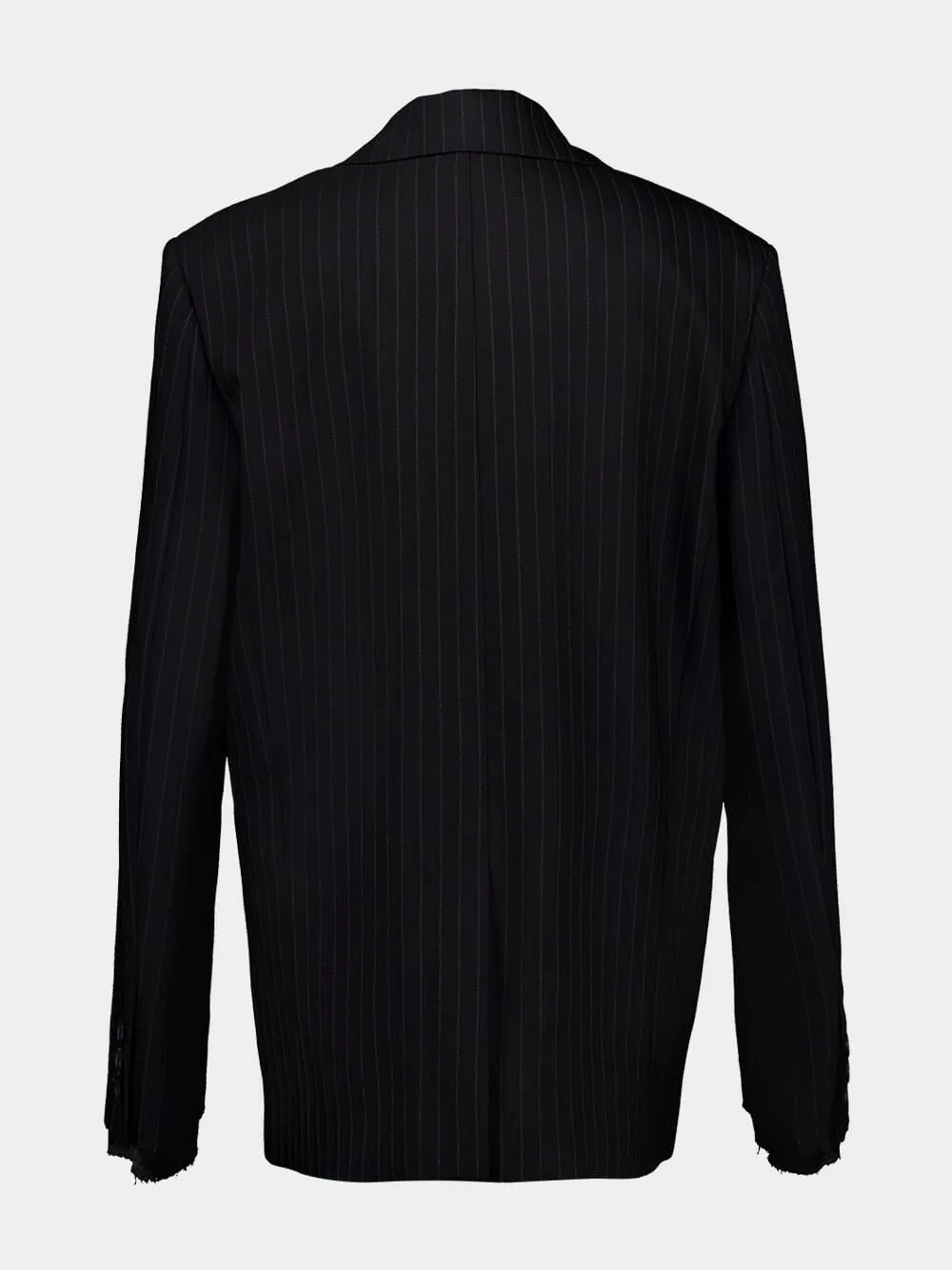 Black Single-Breasted Pinstripe Jacket