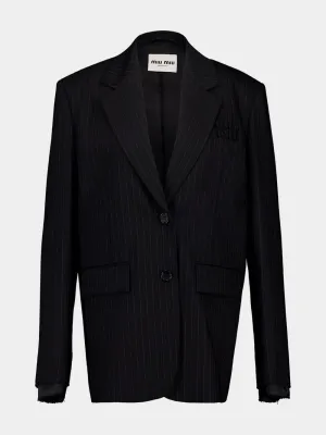 Black Single-Breasted Pinstripe Jacket
