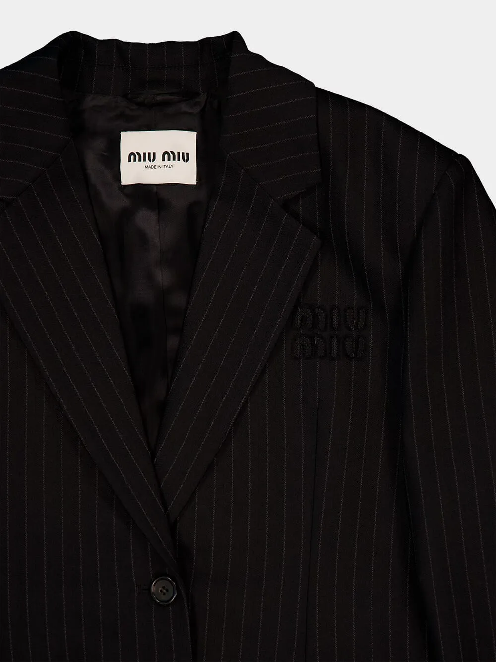 Black Single-Breasted Pinstripe Jacket