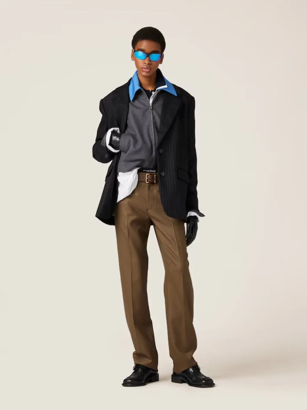 Black Single-Breasted Pinstripe Jacket