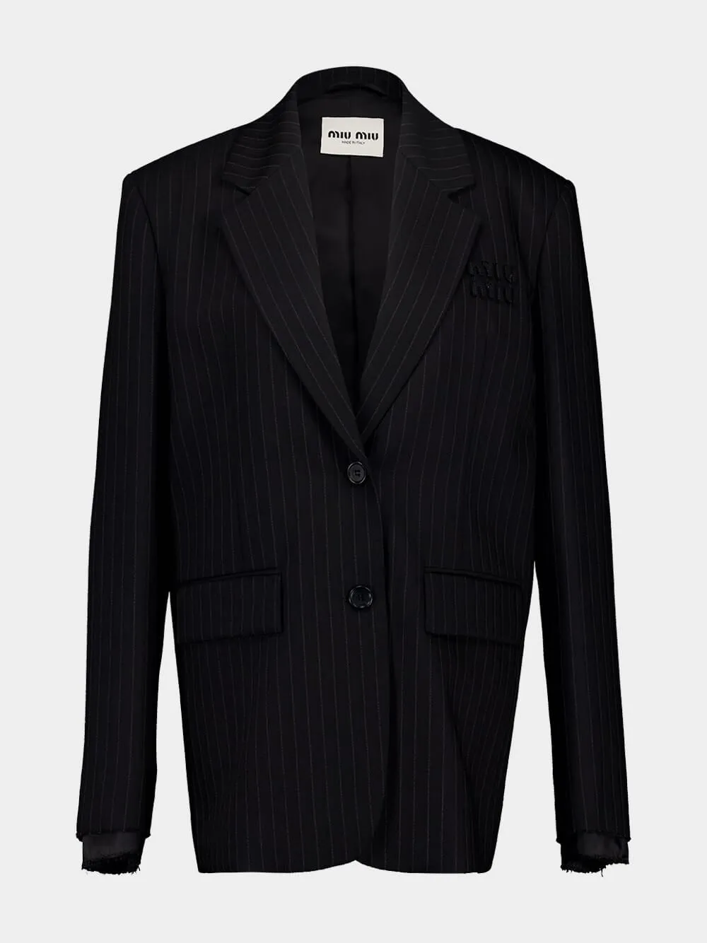 Black Single-Breasted Pinstripe Jacket