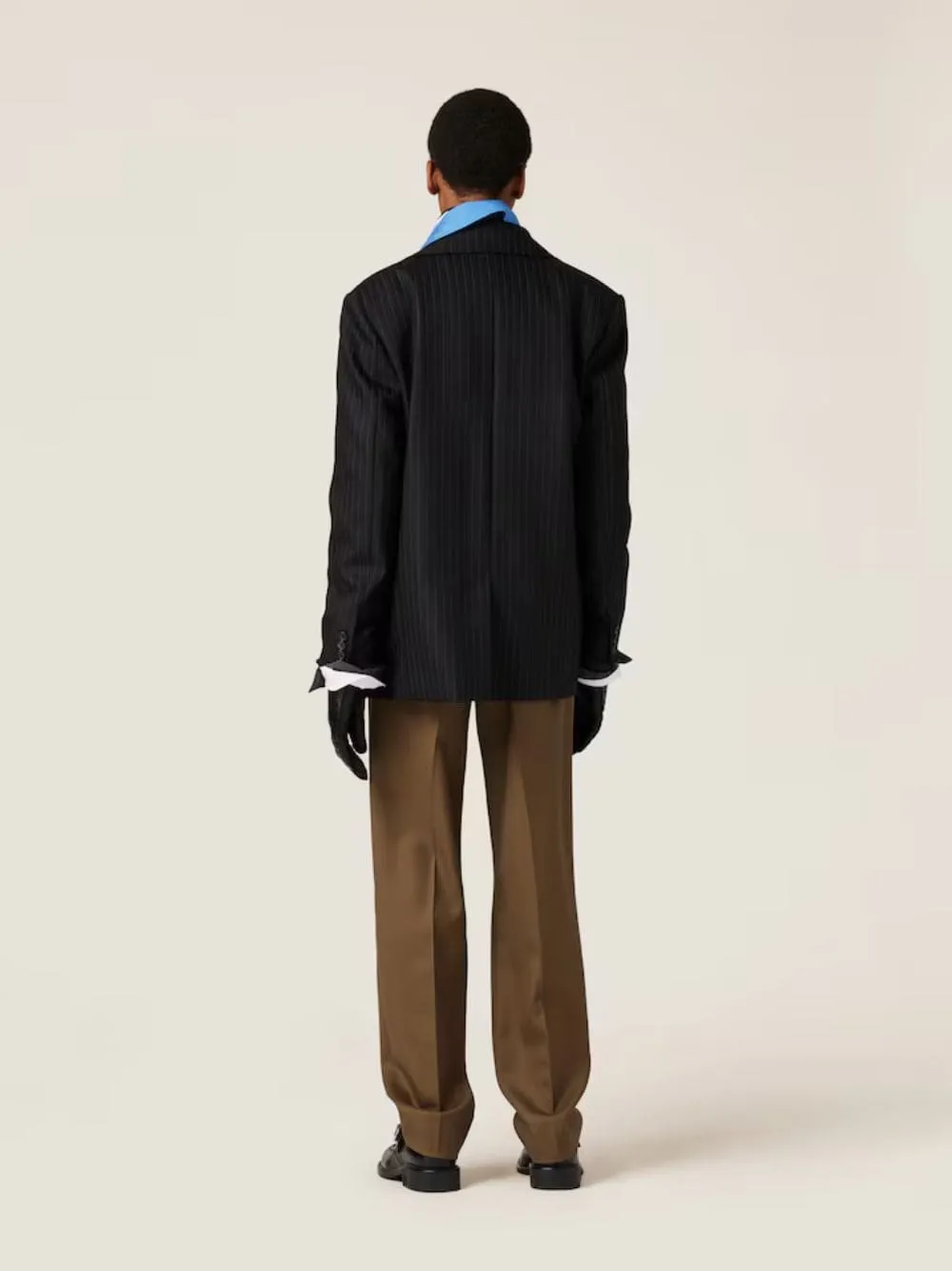 Black Single-Breasted Pinstripe Jacket