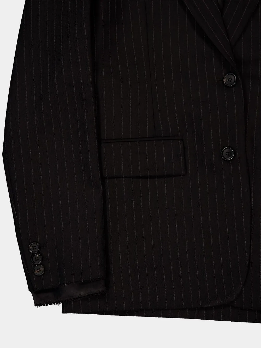 Black Single-Breasted Pinstripe Jacket