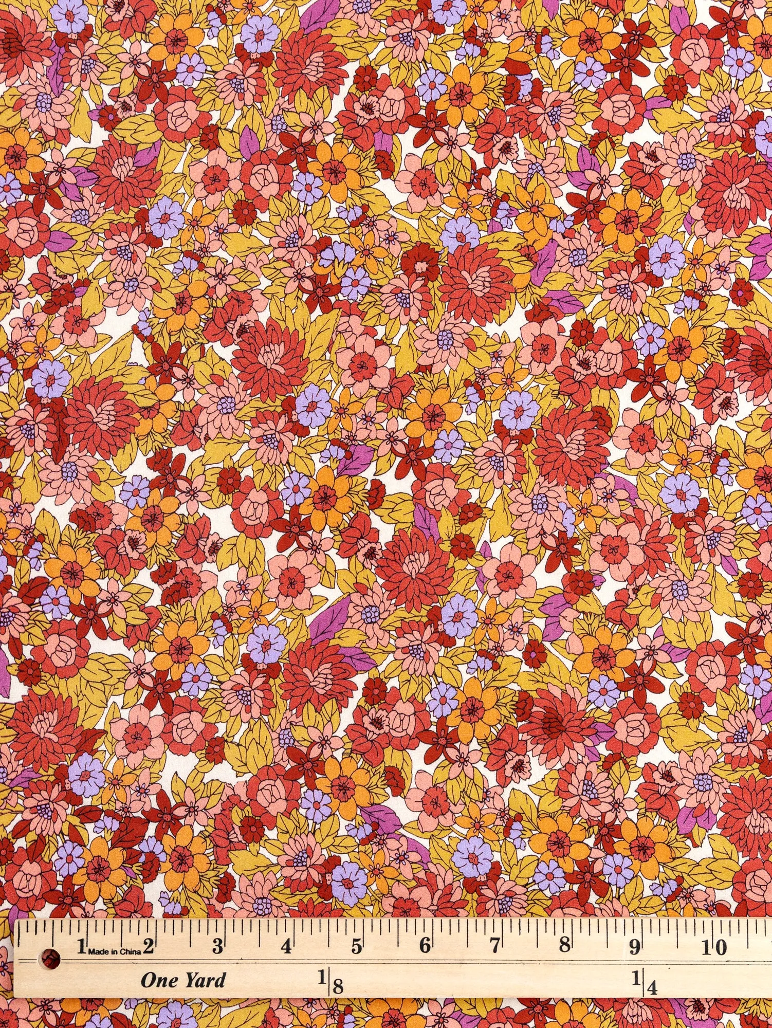 Bloomscape Small Floral Print Cotton Lawn - White   Red   Green