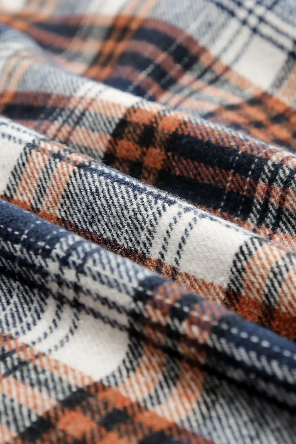 Blue-2 Plaid Pattern Sherpa Lined Hooded Shacket