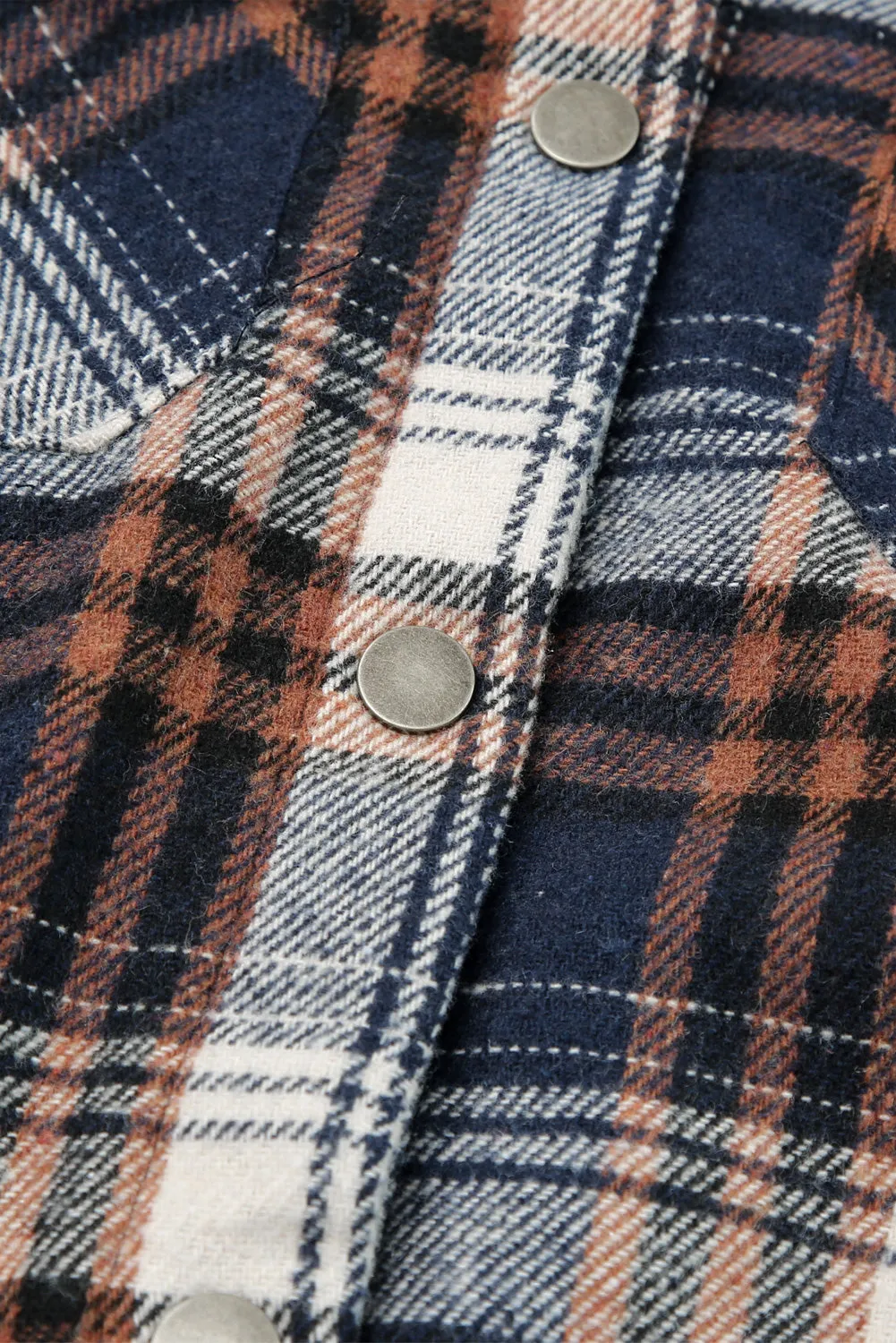 Blue-2 Plaid Pattern Sherpa Lined Hooded Shacket