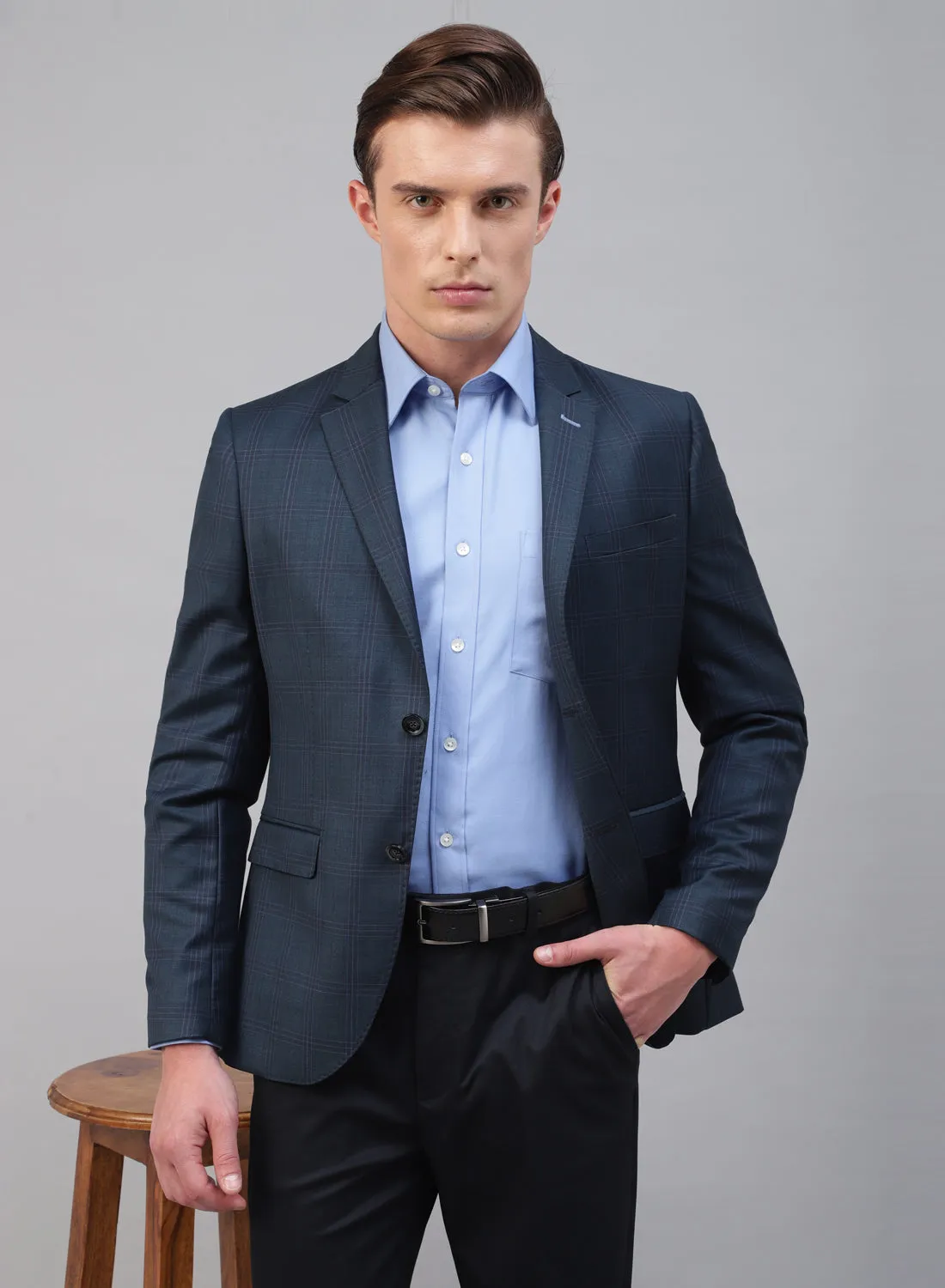 Blue & Green checks Formal Notch Jacket