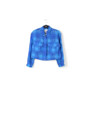 Blue checked cropped jacket