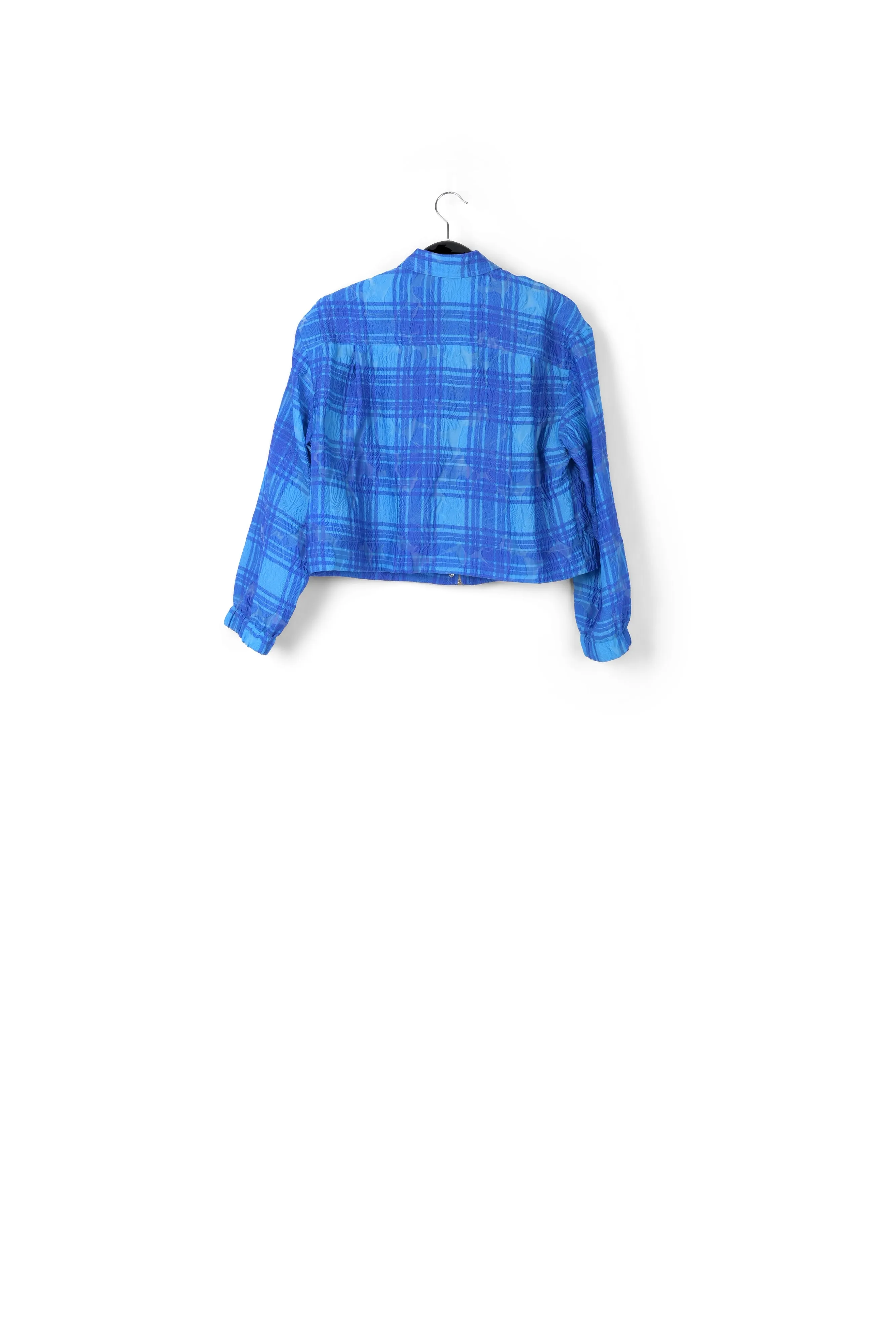 Blue checked cropped jacket