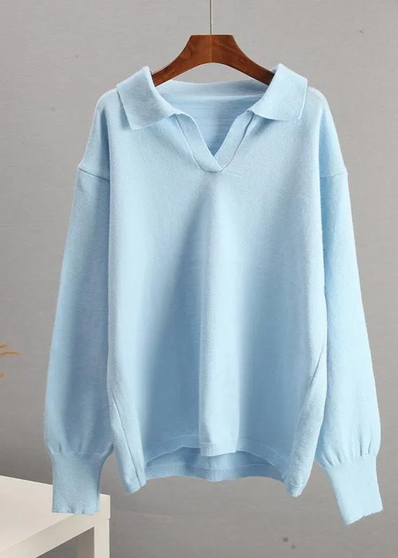 Blue CollaRed Pullover - Casual Sophistication