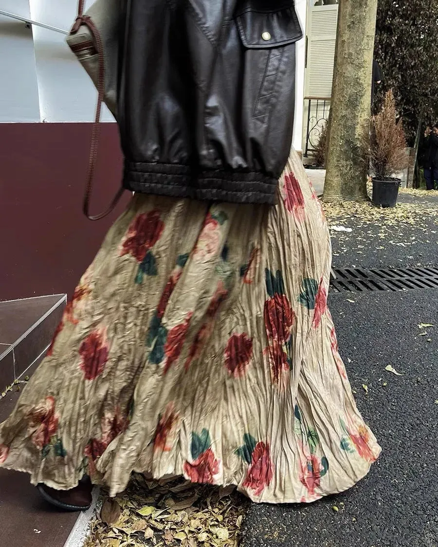 Boho Rose Draped Maxi Skirt