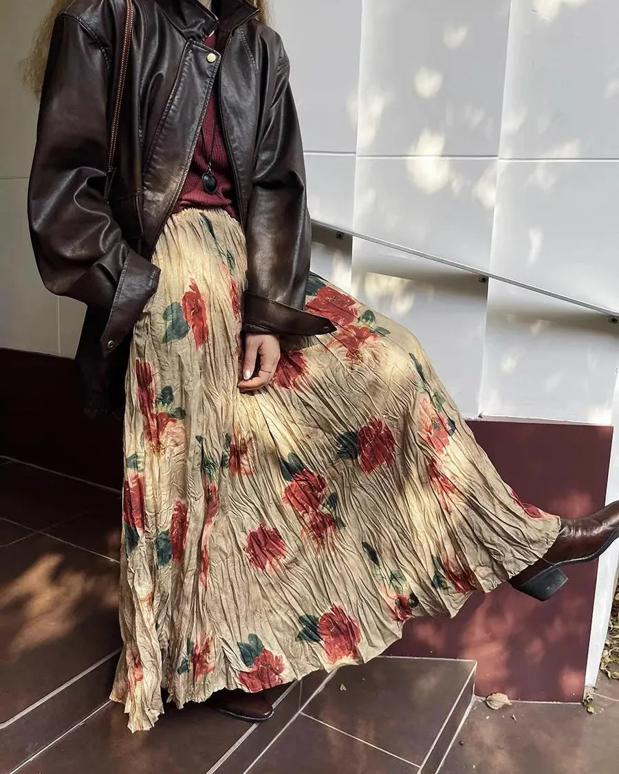 Boho Rose Draped Maxi Skirt