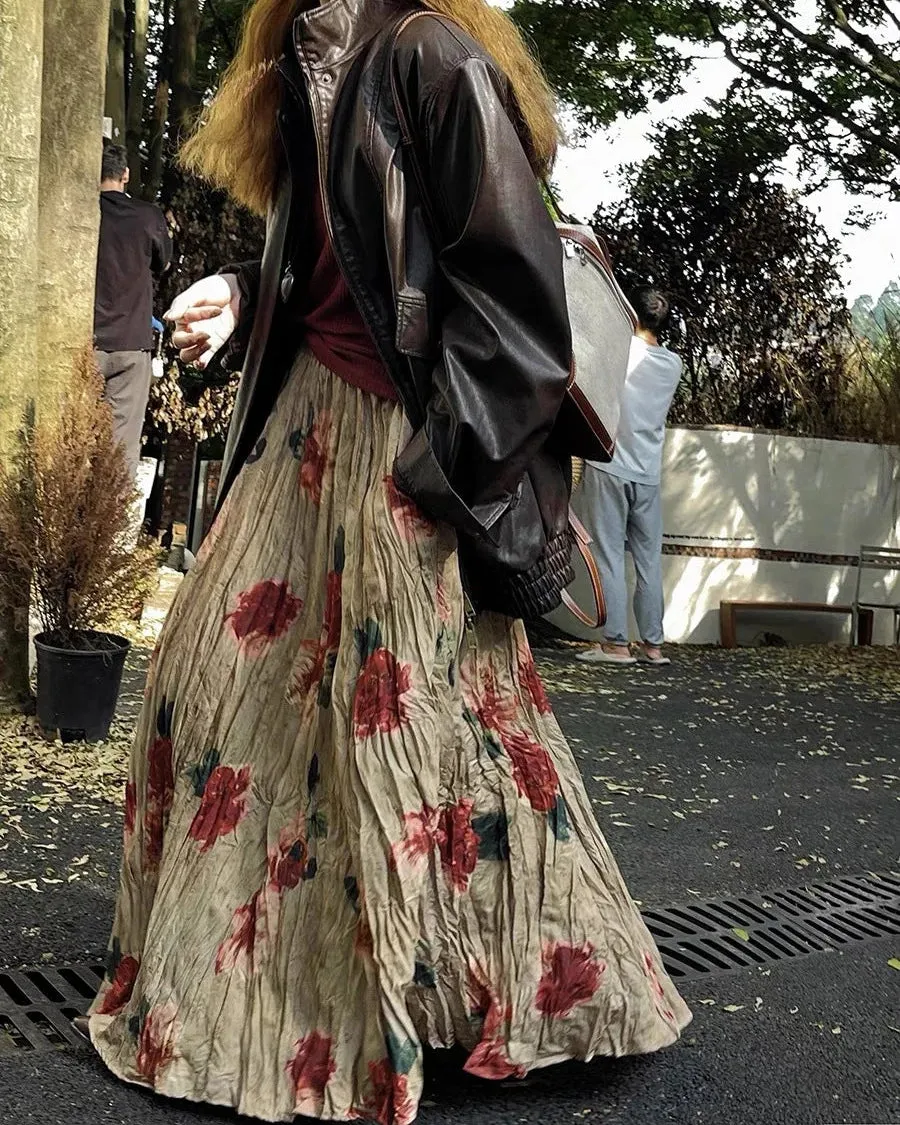 Boho Rose Draped Maxi Skirt