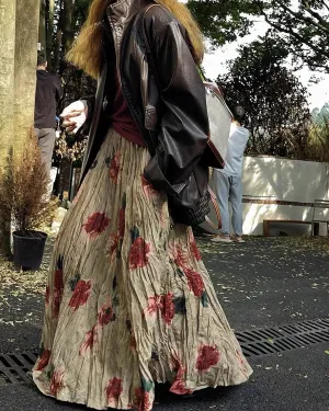 Boho Rose Draped Maxi Skirt