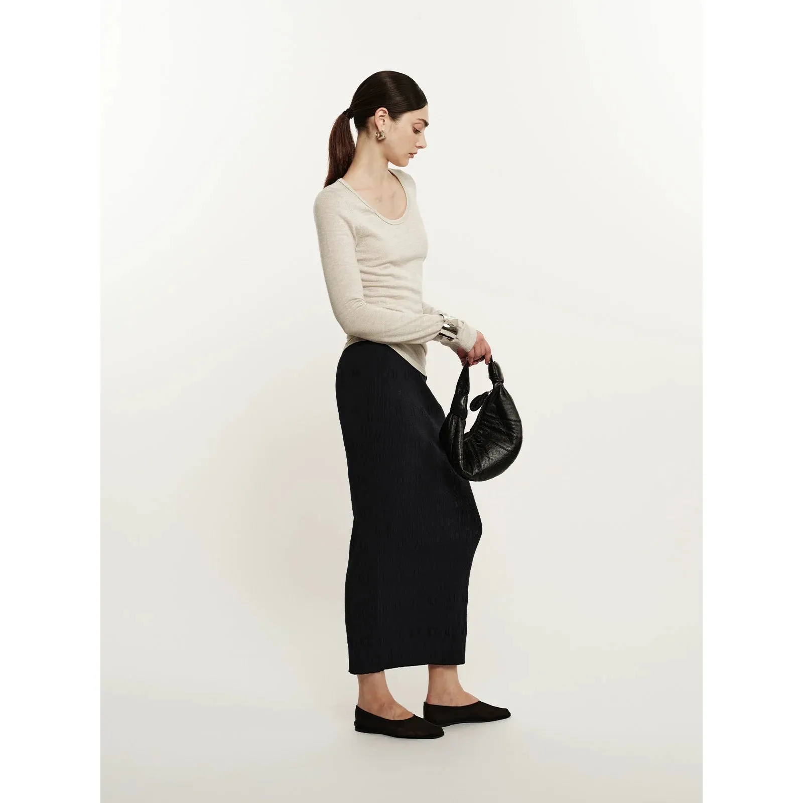 Bubble Knit Midi Skirt