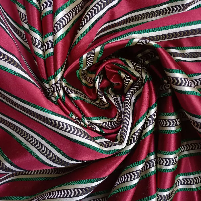 Burgundy Stripes Jamawar Fabric
