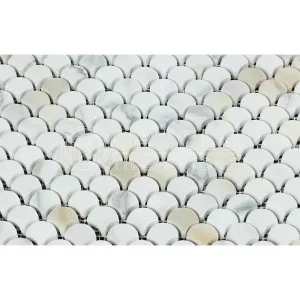 Calacatta Gold (Italian Calcutta) Marble Fan (Raindrop) Mosaic Tile, Polished