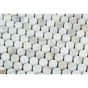 Calacatta Gold (Italian Calcutta) Marble Penny Round Mosaic Tile, Polished