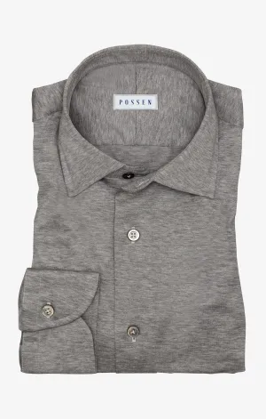 Canclini Light Grey Mélange Pure Cotton Jersey