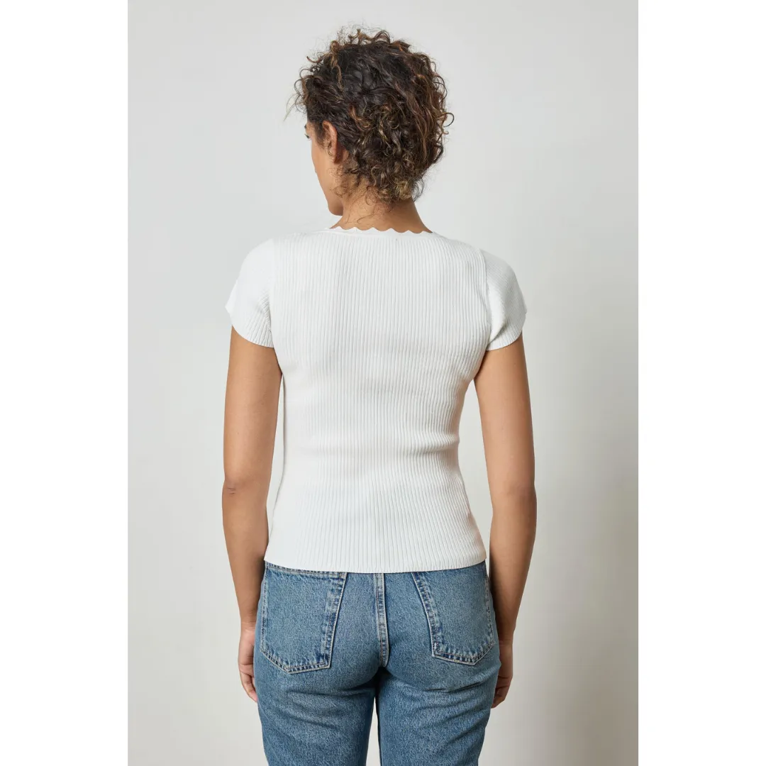 Cap Sleeve Scallop Neck Sweater
