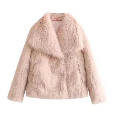 Casual Long Sleeve Fox Fur Coat