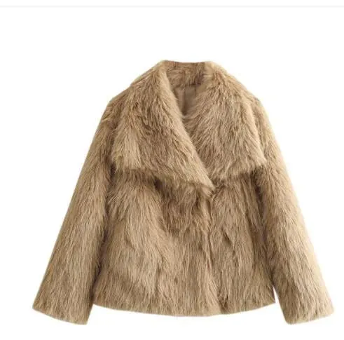 Casual Long Sleeve Fox Fur Coat