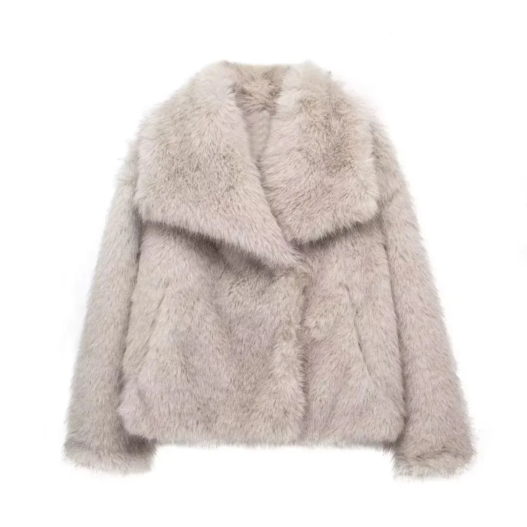 Casual Long Sleeve Fox Fur Coat