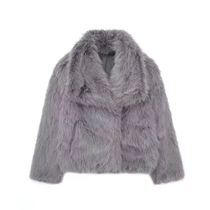 Casual Long Sleeve Fox Fur Coat