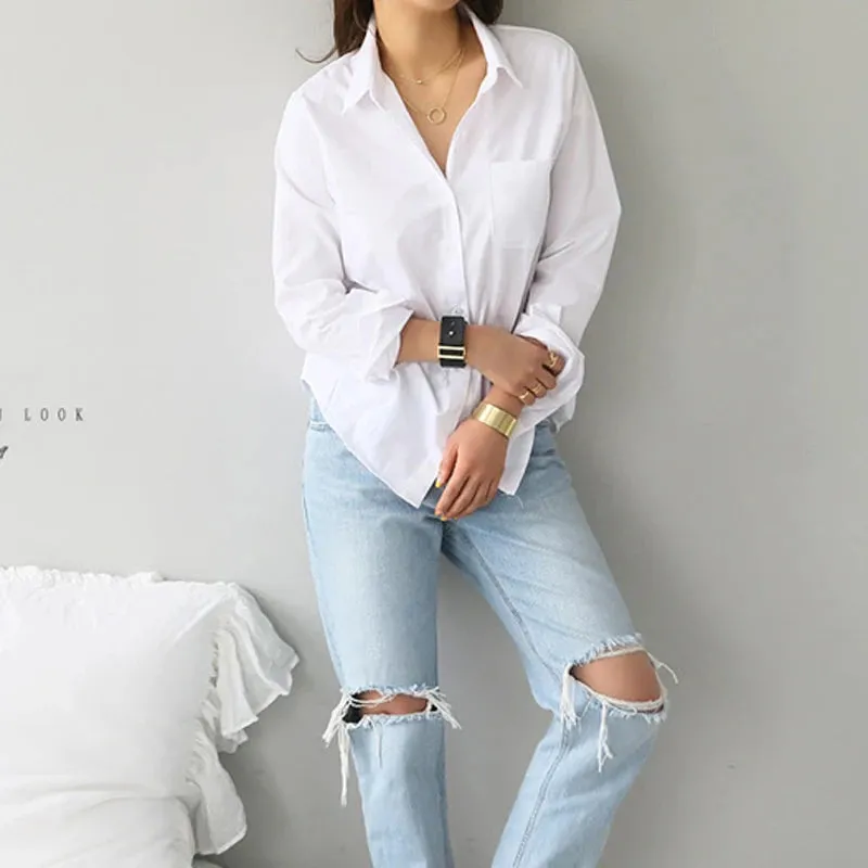 Casual Women's Long Sleeve Cotton Blouse