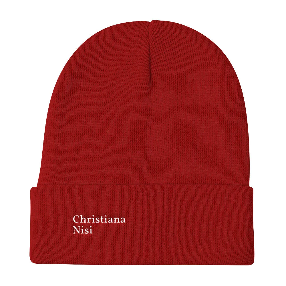 “Christiana Nisi” Embroidered Logo Beanie