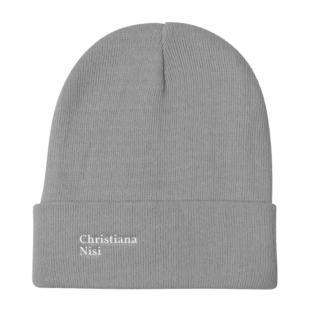 “Christiana Nisi” Embroidered Logo Beanie
