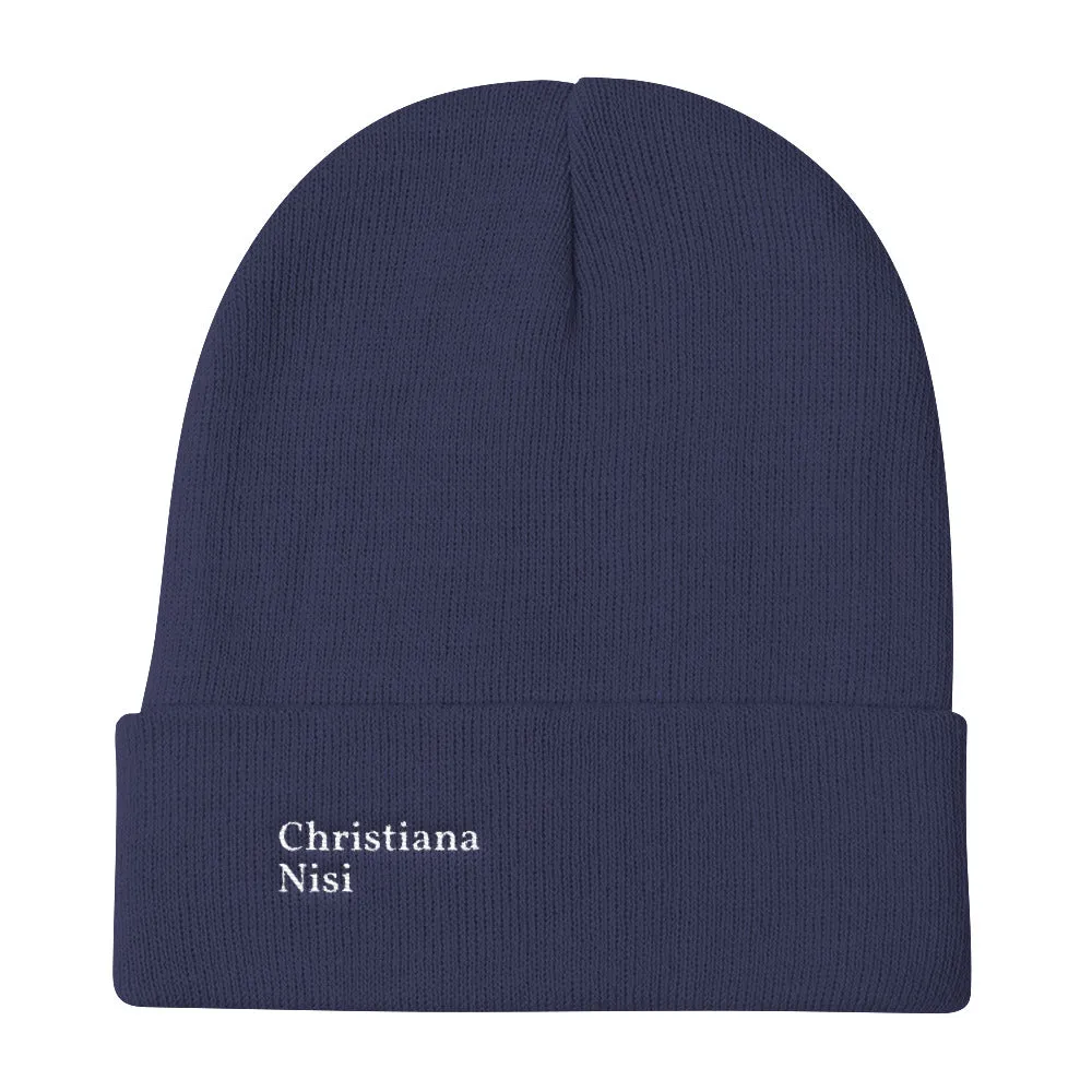 “Christiana Nisi” Embroidered Logo Beanie