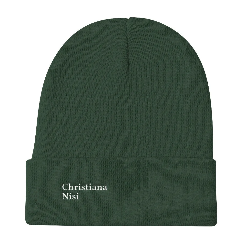 “Christiana Nisi” Embroidered Logo Beanie