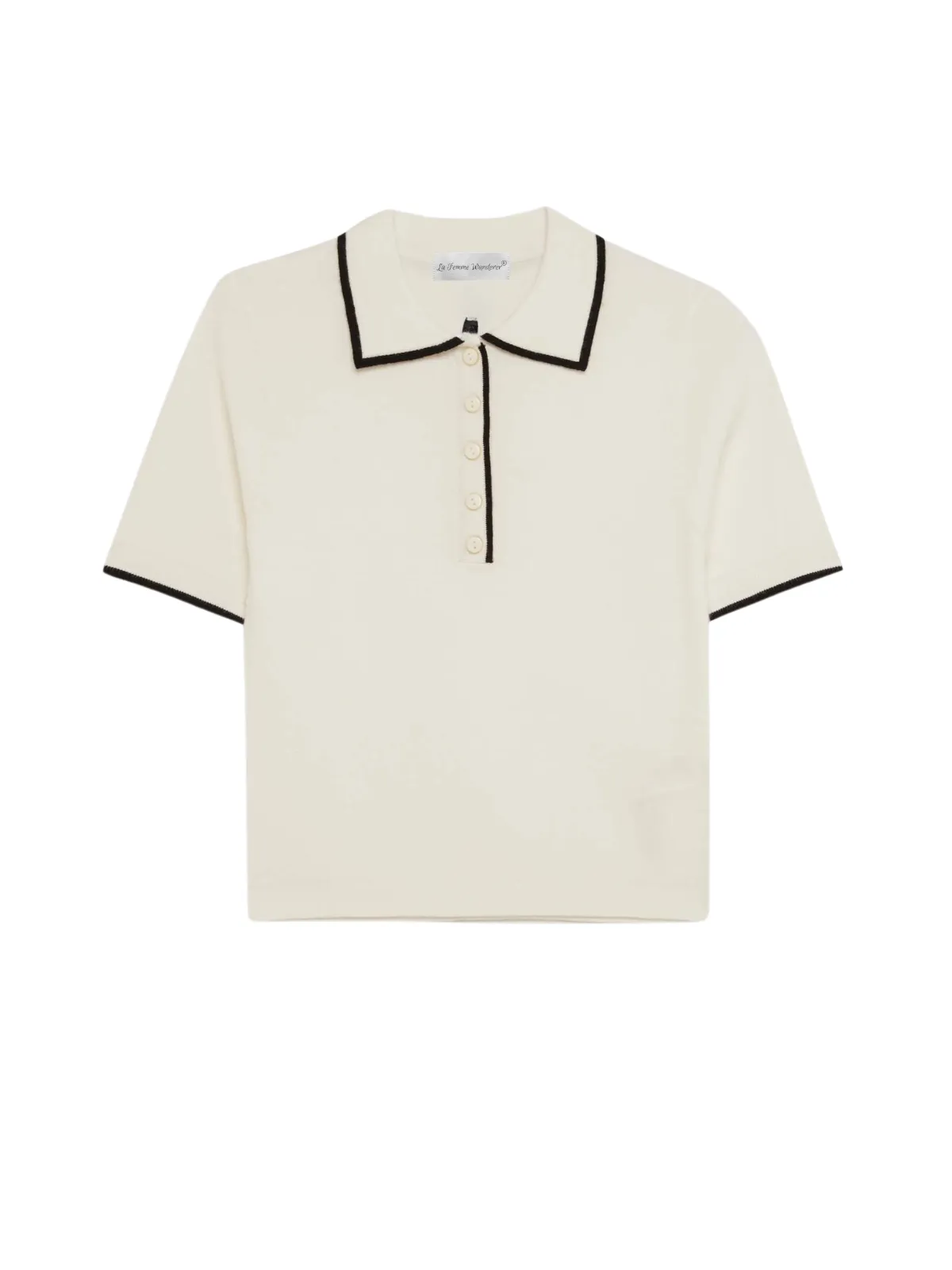 Contrast Trim Metal Button Knit Top
