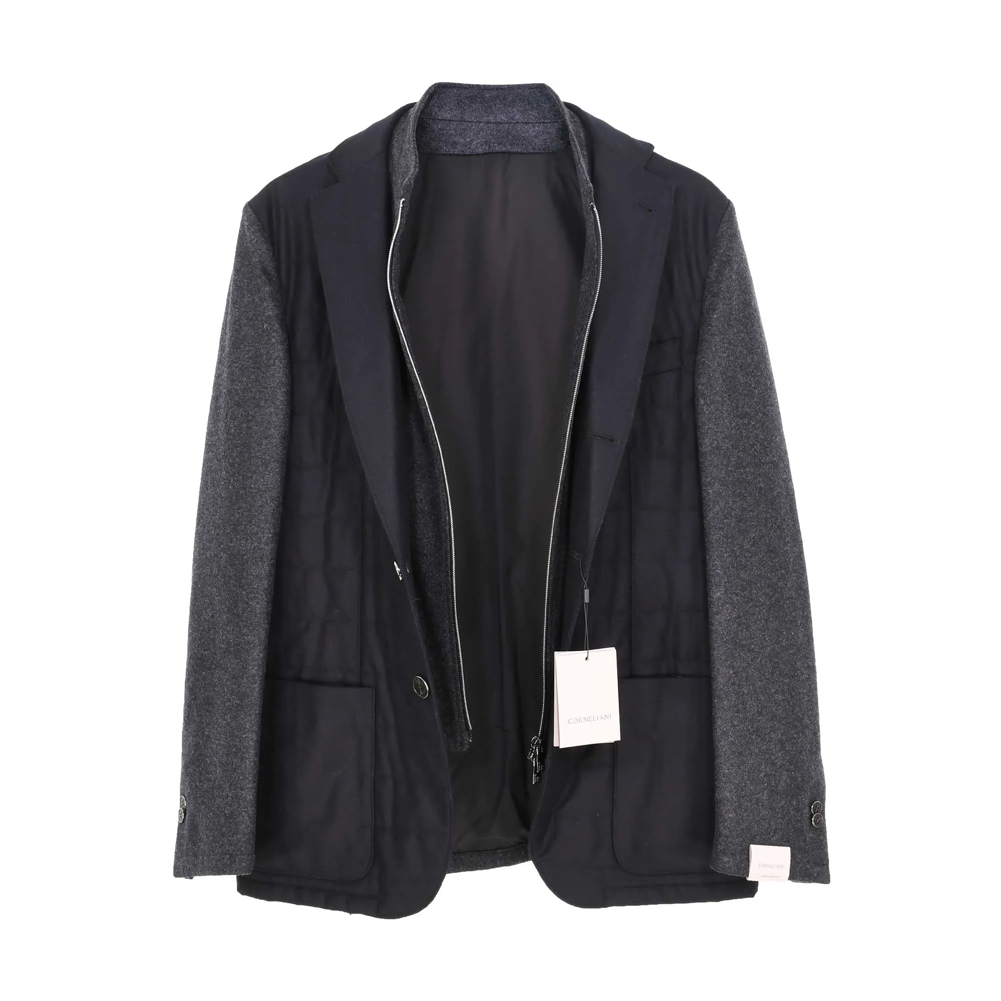 Corneliani Men's Dark Grey Padded Panel Blazer