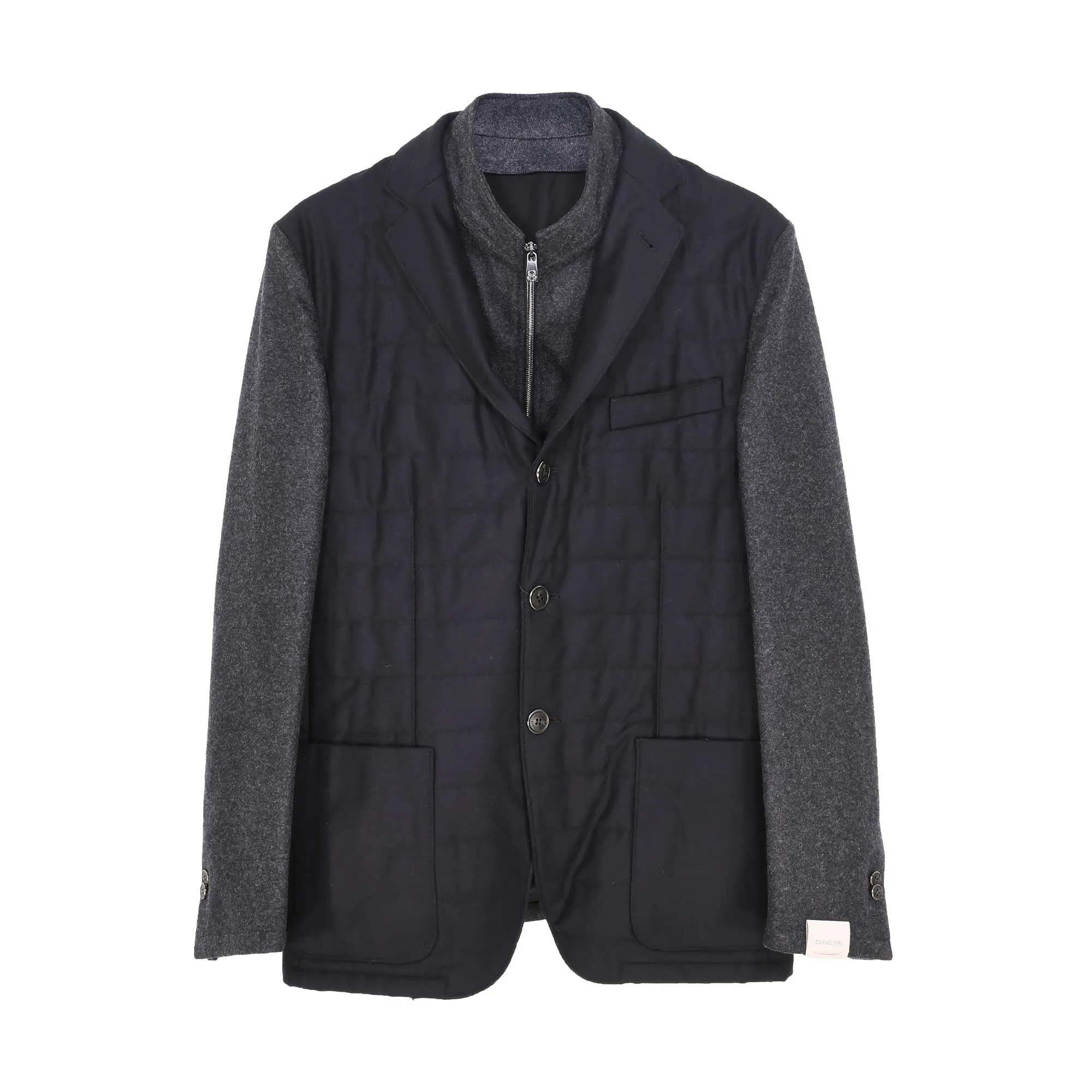 Corneliani Men's Dark Grey Padded Panel Blazer