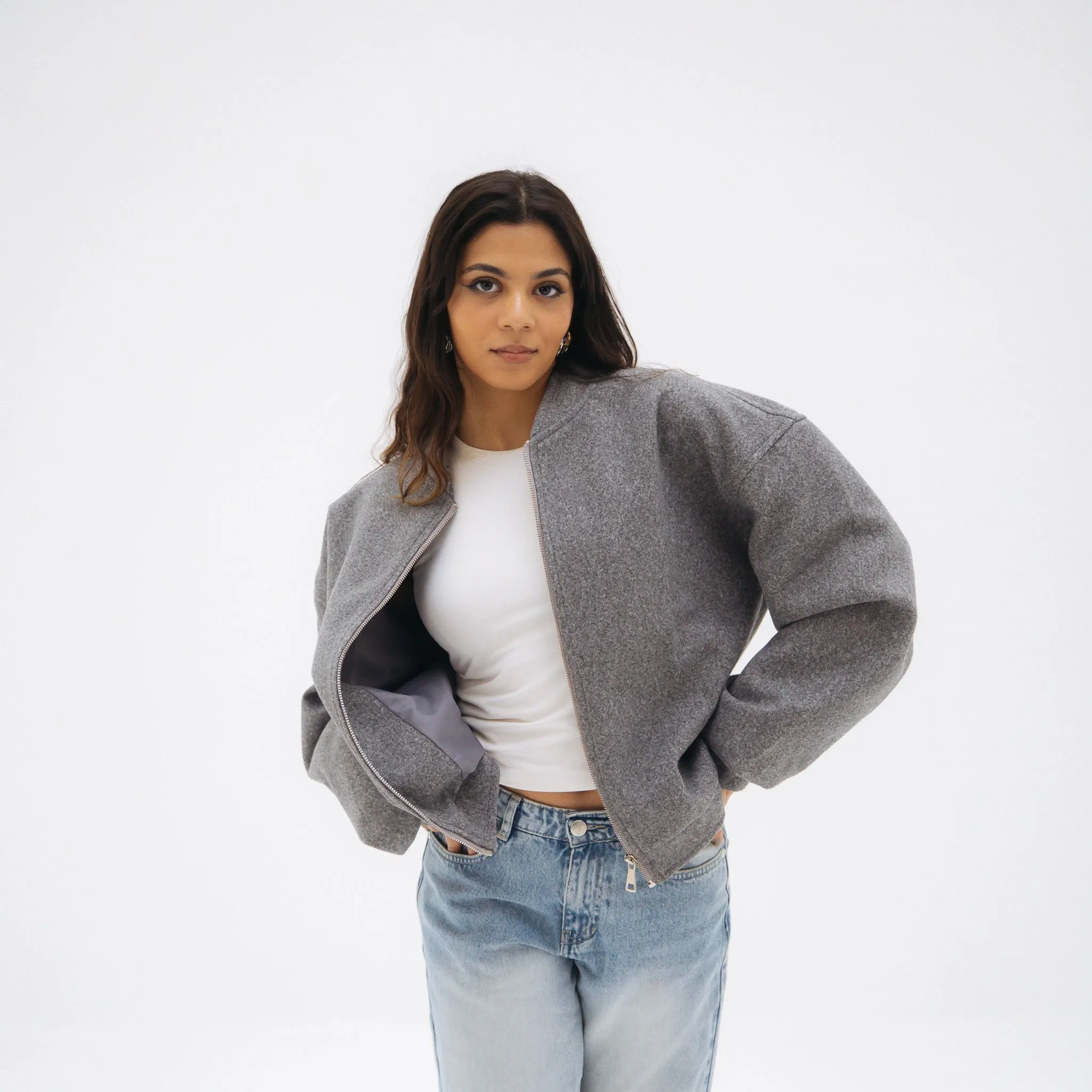 Cozy bomber jacket - Dark grey