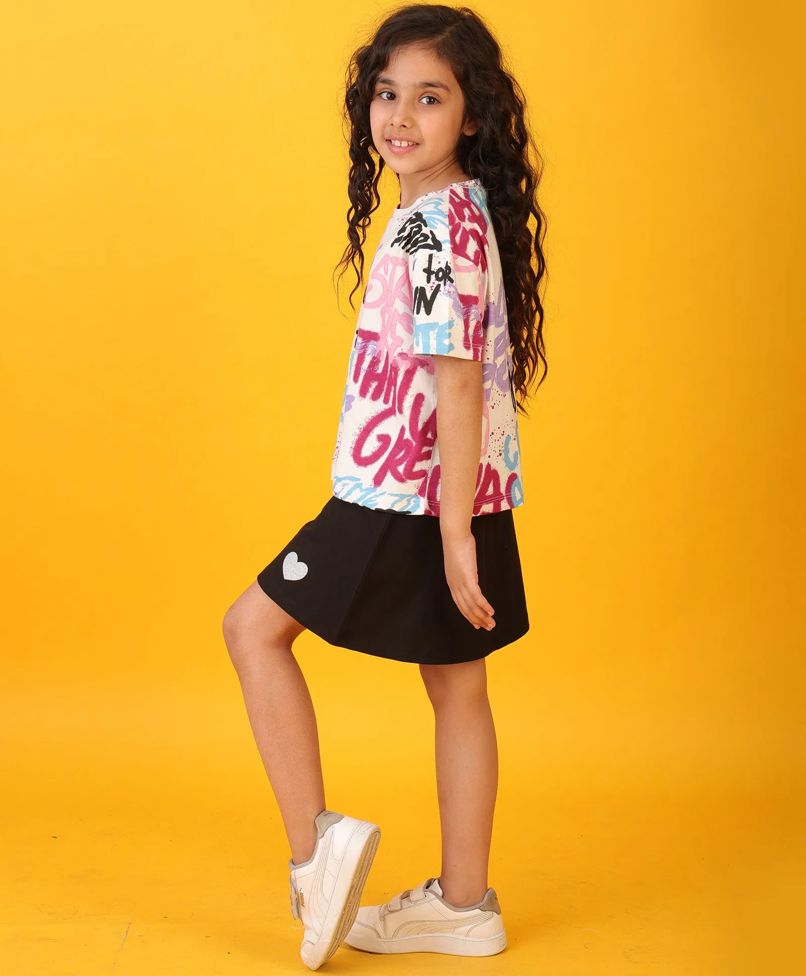 CREATE ART SUMMER BLACK SKIRT SET - WHITE/BLACK