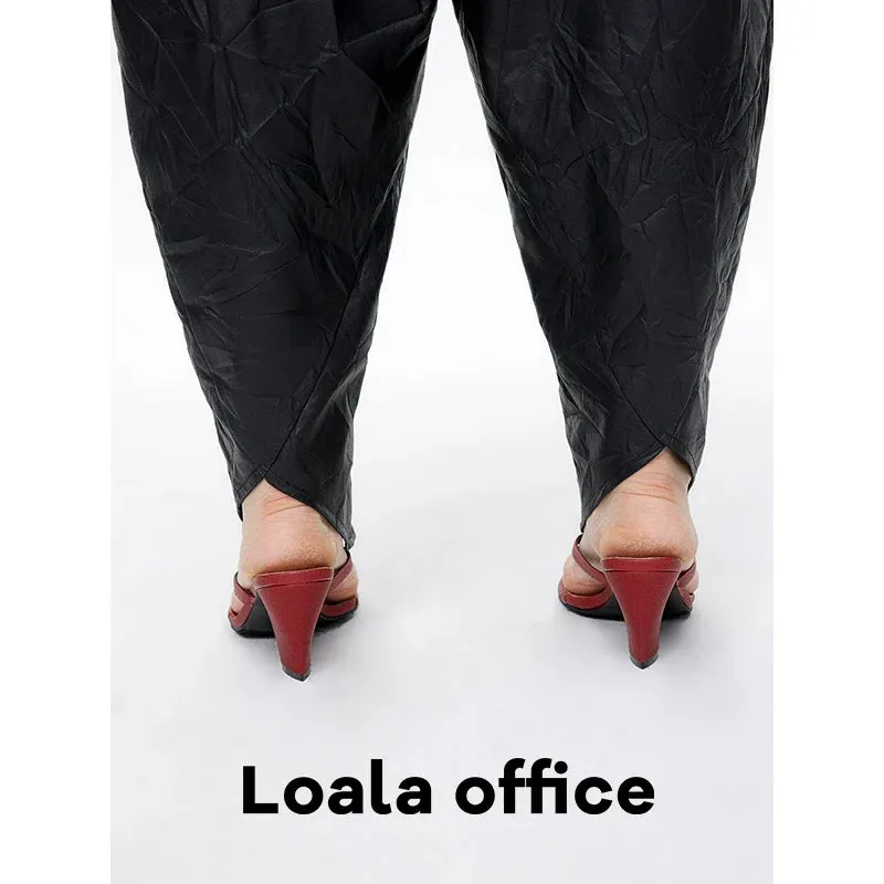 Crinkled Wide-Leg Pants