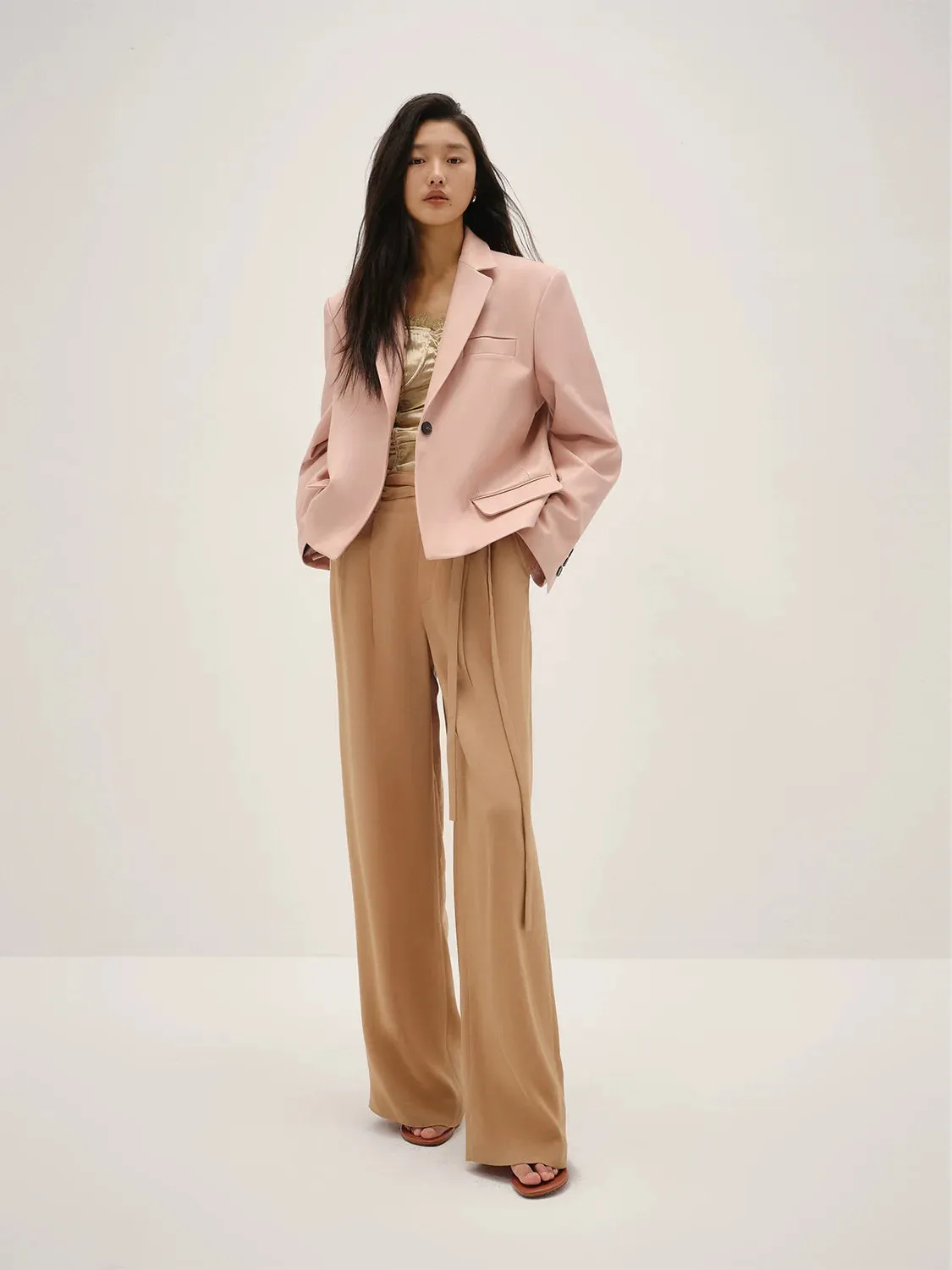 Cropped Leather Blazer