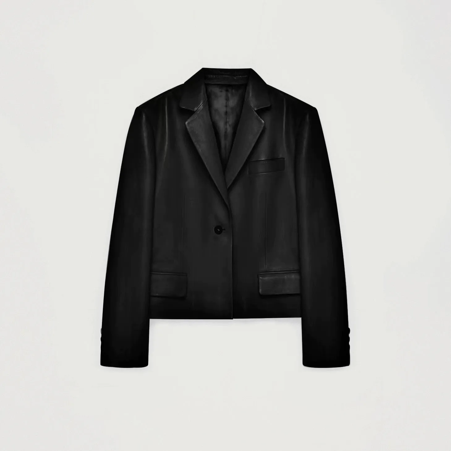 Cropped Leather Blazer