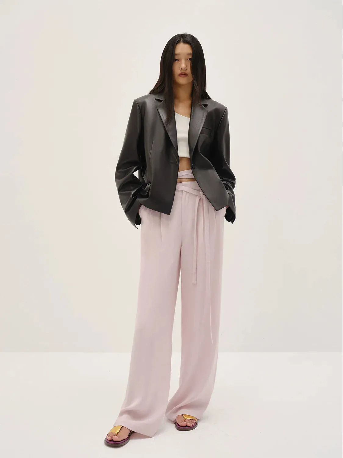Cropped Leather Blazer