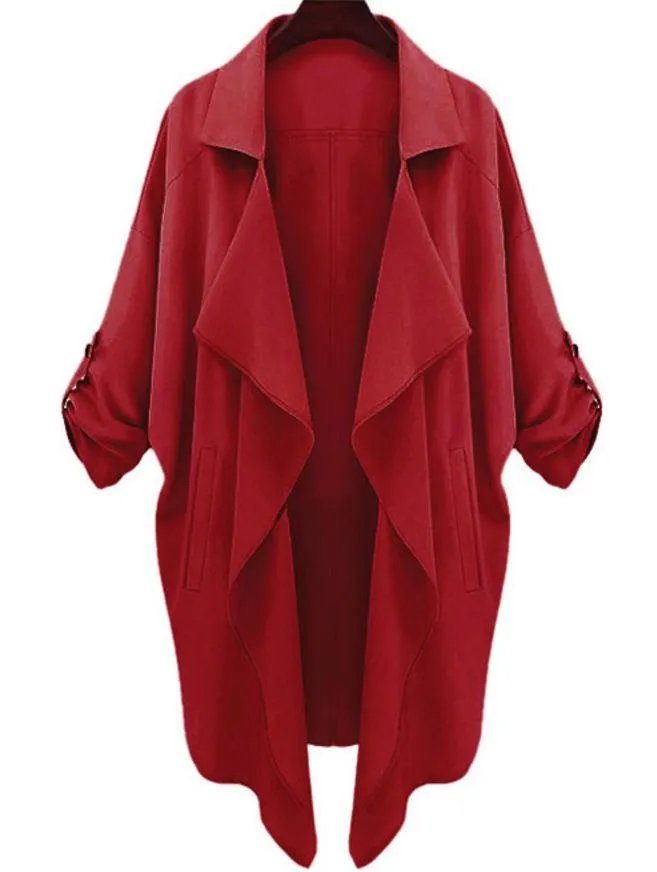 Cuff Sleeve Collared Cape Coat