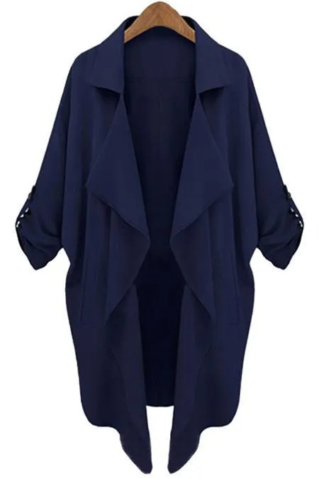 Cuff Sleeve Collared Cape Coat